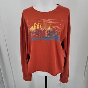 Pretty Rebel Crop T Shirt Juniors Orange Desert Graphic Print Long Sleeve